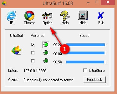 Chọn Option trong Ultrasuft