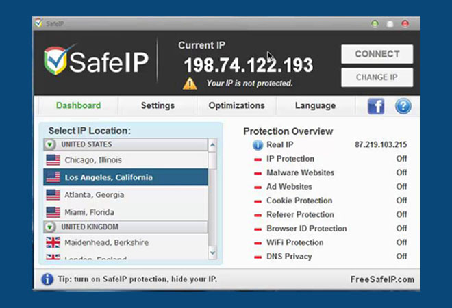 Safe là một phần mềm giúp người dùng đổi, ẩn địa chỉ IP