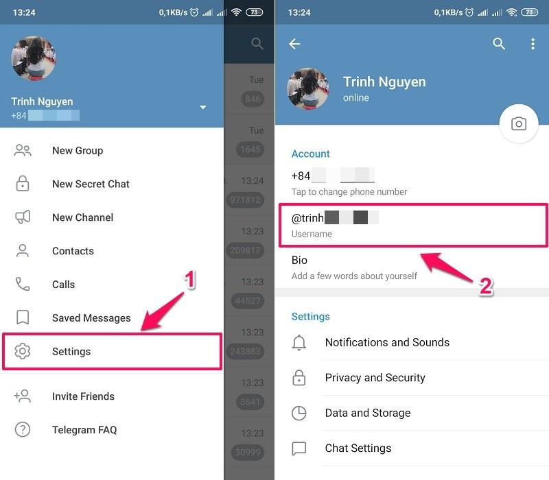 Thay đổi tên trong telegram đơn giản