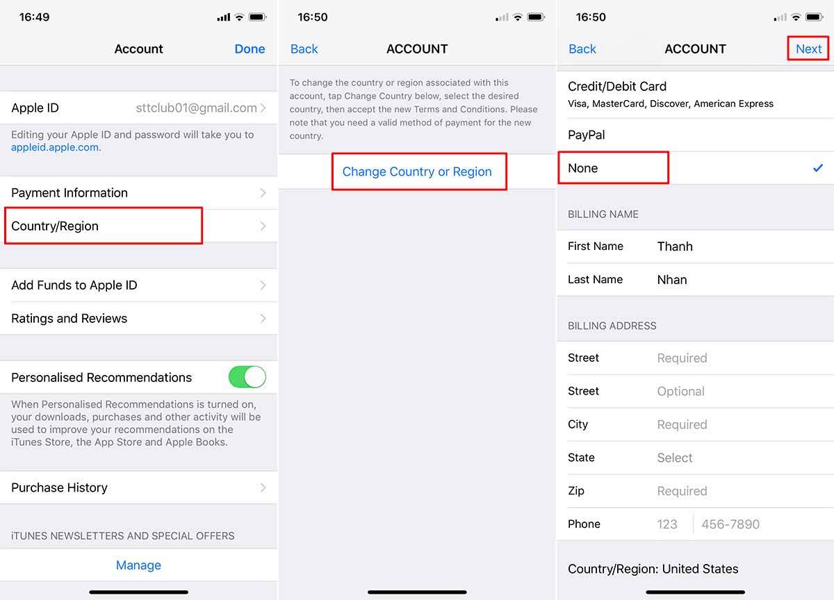 Thao tác đổi ID Apple đối với hệ điều hành iOS
